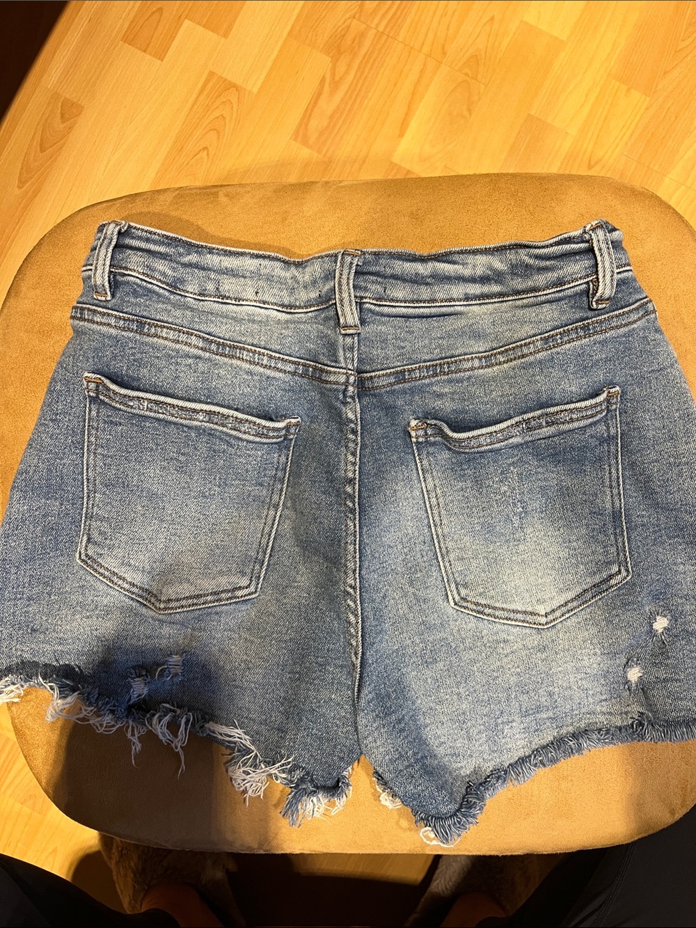 Frayed Light Blue Denim Jean Shorts for Women - Picture 2 of 3